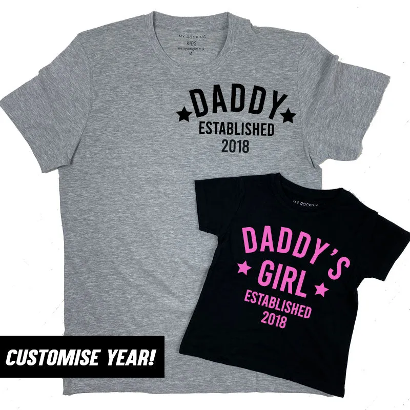 Personalised Daddy & Girl Star Established Matching T-Shirts (MRK X) mens dad clothes online