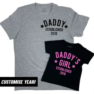 Personalised Daddy & Girl Star Established Matching T-Shirts (MRK X) mens dad clothes online