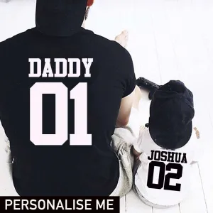 Personalised Daddy & Kid Matching Number Tees mens dad clothes online