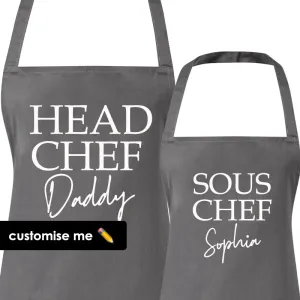 Personalised Daddy & Sous Chef Matching Aprons (MRK X) mens dad clothes online