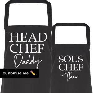 Personalised Daddy & Sous Chef Matching Aprons mens dad clothes online
