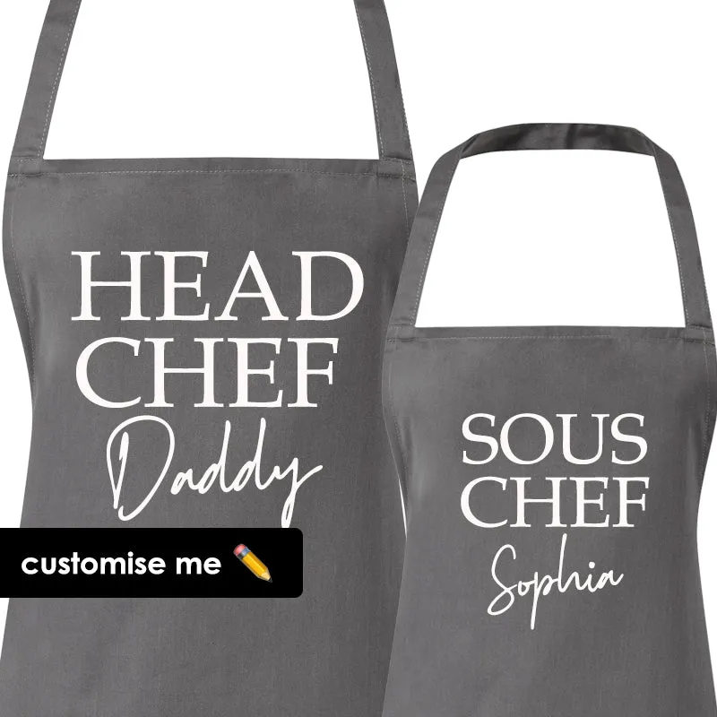 Personalised Daddy & Sous Chef Matching Aprons