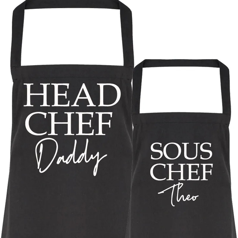 Personalised Daddy & Sous Chef Matching Aprons