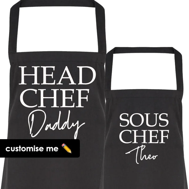 Personalised Daddy & Sous Chef Matching Aprons mens dad clothes online