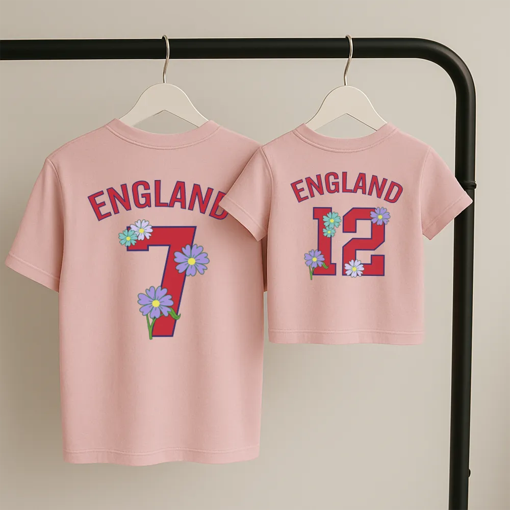 Personalised England Floral Matching Front & Back Graphic T-Shirts pregnancy jeans best price