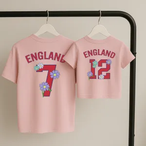 Personalised England Floral Matching Front & Back Graphic T-Shirts pregnancy jeans best price