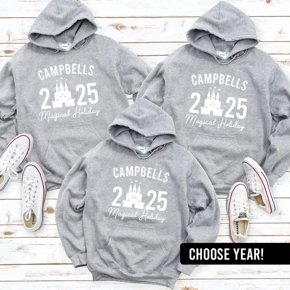 Personalised Family Magical Holiday Grey Hoodies discount mum dresses