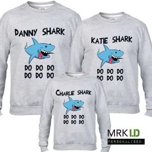 Personalised Family Matching Shark Grey Sweaters (MRK X) mens dad clothes online