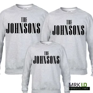 Personalised Family Name Matching Grey Sweaters 01 (MRK X) mens dad clothes online