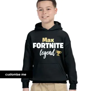 Personalised Gaming Legend Kids Hoodie (MRK X) girls pajamas promo
