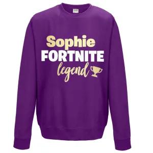 Personalised Gaming Legend Kids Sweatshirt (MRK X) boys fashion clearance