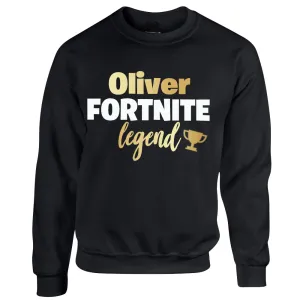 Personalised Gaming Legend Kids Sweatshirt (MRK X) boys fashion clearance