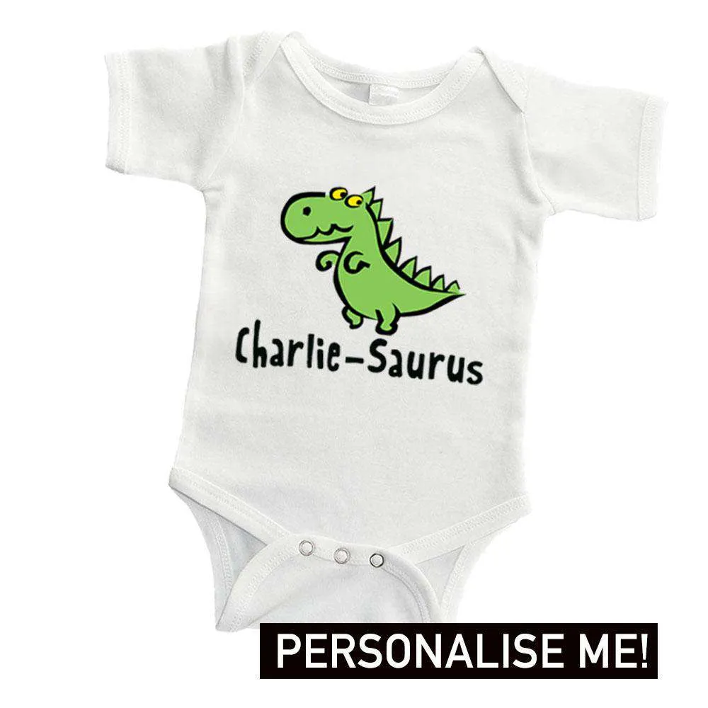 Personalised Grandad & Baby Saurus Matching Tee/ Baby Vests (MRK X)