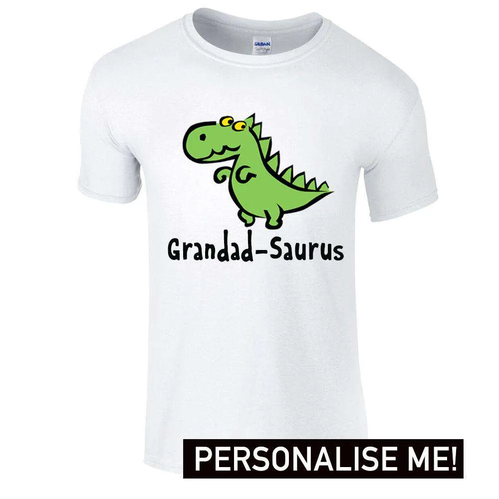 Personalised Grandad & Baby Saurus Matching Tee/ Baby Vests (MRK X)