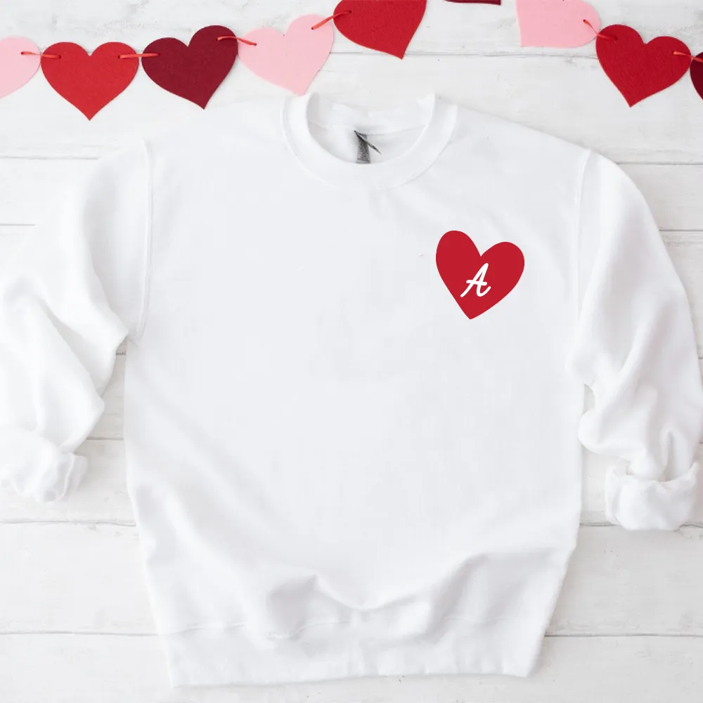 Personalised Heart Initial Kids Pocket Logo Sweatshirt boys fashion clearance