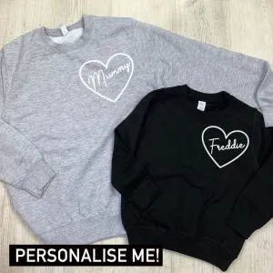 Personalised Heart Name Mum & Kid Matching Sweaters (MRK X) discount mum dresses