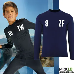 Personalised Initial & Number Baselayer LS Top (MRK X) discount boys clothing