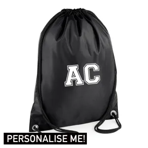 Personalised Initial Varsity Gym Sack (MRK X) discount boys clothing
