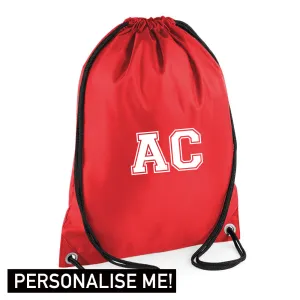 Personalised Initial Varsity Gym Sack (MRK X) discount boys clothing