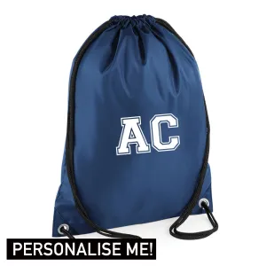 Personalised Initial Varsity Gym Sack (MRK X) discount boys clothing