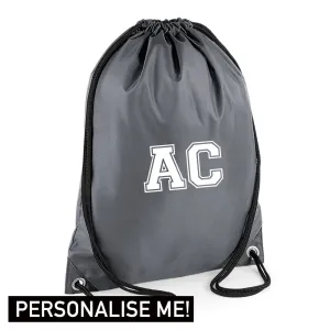 Personalised Initial Varsity Gym Sack (MRK X) discount boys clothing