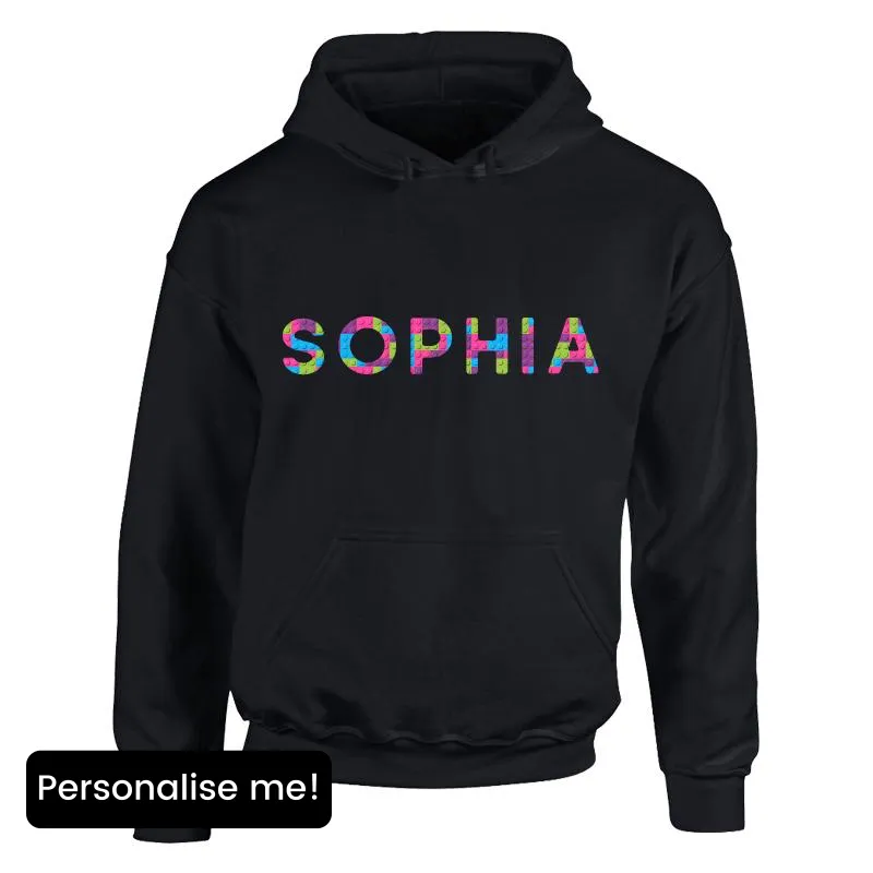 Personalised Lego Pink/Purple Bricks Hoodie girls skirts clearance