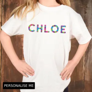 Personalised Lego Pink/Purple Bricks T-Shirt White girls pajamas promo
