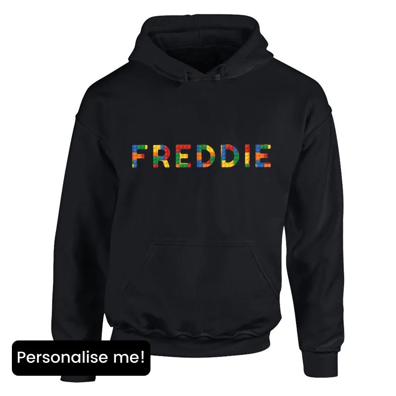 Personalised Lego Red/Yellow Bricks Hoodie boys fashion clearance