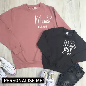 Personalised Mama & Boy Established Mum & Kid Matching Sweaters (MRK X) discount mum dresses