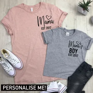 Personalised Mama & Boy Established Mum & Kid Matching Tees (MRK X) discount mum dresses
