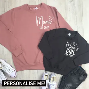 Personalised Mama & Girl Established Mum & Kid Matching Sweaters (MRK X) nursing tops best deals