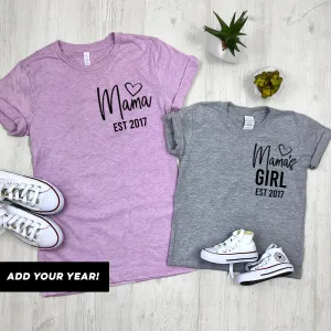 Personalised Mama & Girl Established Mum & Kid Matching Tees (MRK X) mum blouses clearance