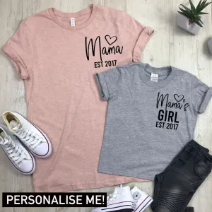 Personalised Mama & Girl Established Mum & Kid Matching Tees (MRK X) mum blouses clearance