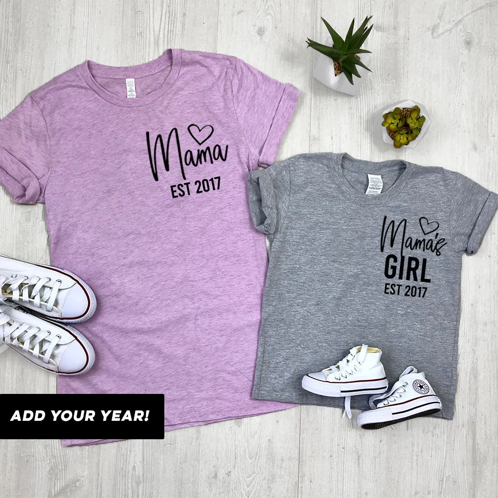 Personalised Mama & Girl Established Mum & Kid Matching Tees (MRK X) mum blouses clearance