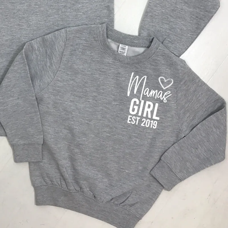 Personalised Mama & Girl Heart Established Matching Heather Grey Sweatshirts (MRK X)