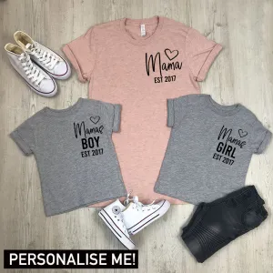Personalised Mama / Girl / Boy Established Mum & Kid Matching Tees (MRK X) nursing tops best deals