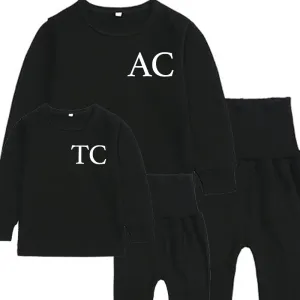 Personalised Mum & Kid Matching Initial London Lounge Sets Black discount mum dresses