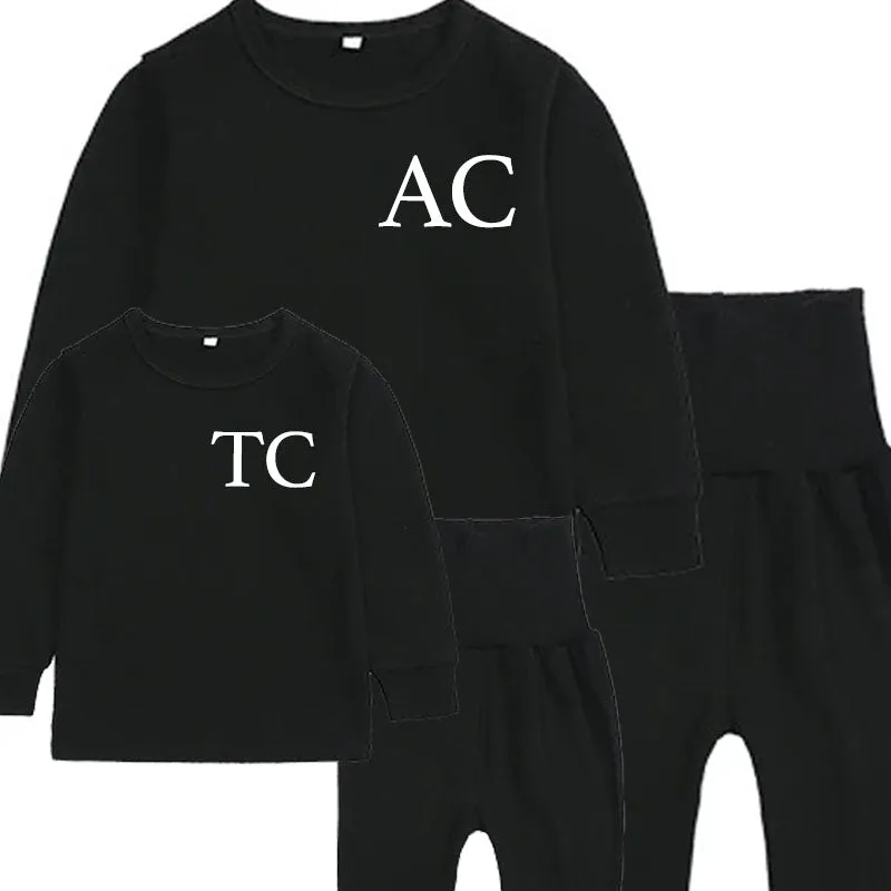 Personalised Mum & Kid Matching Initial London Lounge Sets Black discount mum dresses