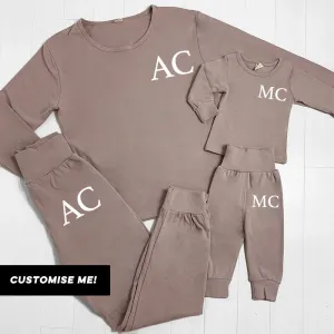 Personalised Mum & Kid Matching Initial London Lounge Sets Dusty Pink (MRK X) discount mum dresses