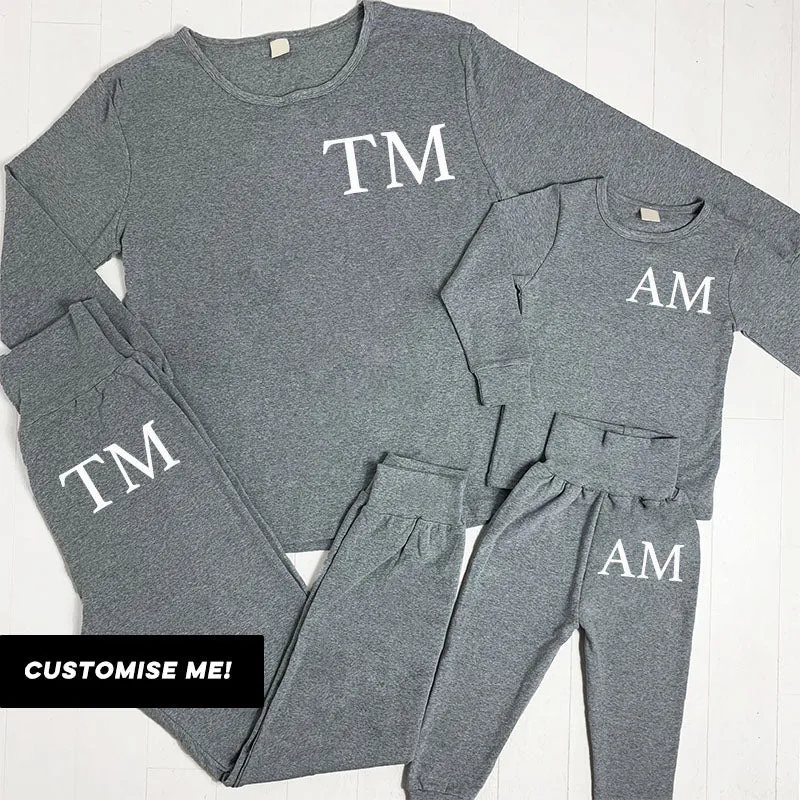 Personalised Mum & Kid Matching Initial London Lounge Sets Heather Grey (MRK X) discount mum dresses