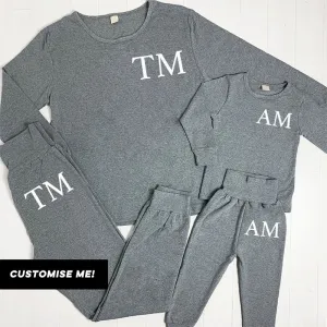 Personalised Mum & Kid Matching Initial London Lounge Sets Heather Grey (MRK X) discount mum dresses