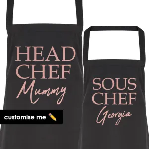 Personalised Mummy & Sous Chef Matching Aprons (MRK X) discount mum dresses