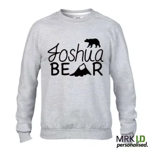 Personalised Name Bear Light Grey Sweater (MRK X) mens dad clothes online