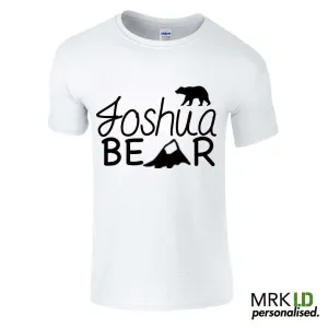 Personalised Name Bear White Tee (MRK X) mens dad clothes online