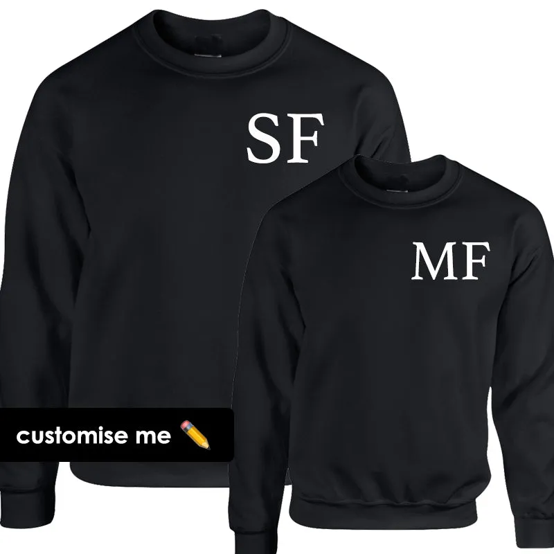 Personalised Oxford Initial Kid & Adult Black Sweatshirts (MRK X) mens dad clothes online