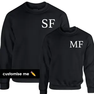 Personalised Oxford Initial Kid & Adult Black Sweatshirts (MRK X) mens dad clothes online
