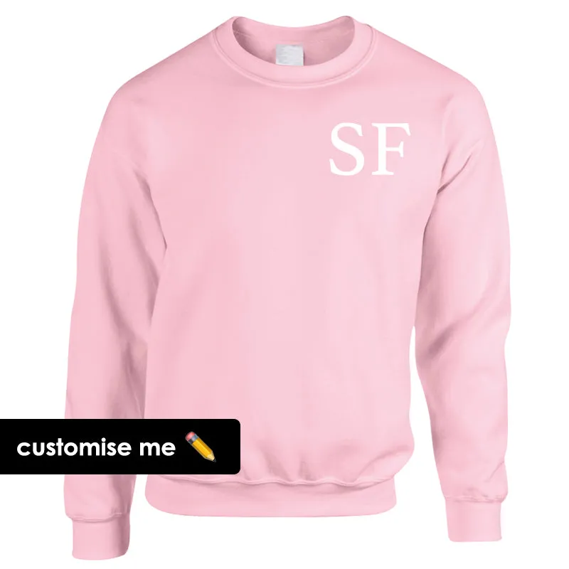 Personalised Oxford Initial Kid & Adult Light Pink Sweatshirts (MRK X)
