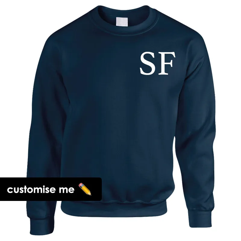 Personalised Oxford Initial Kid & Adult Navy Sweatshirts (MRK X)