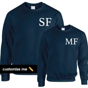 Personalised Oxford Initial Kid & Adult Navy Sweatshirts (MRK X) discount mum dresses