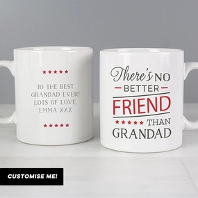 Personalised 'No Better Friend Than Grandad' Mug (MRK-iD) Grandparent Clothing - grandpa clothes outlet